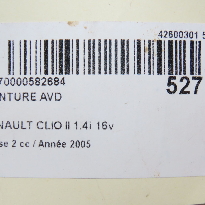 Ceinture avant droite occasion RENAULT CLIO II Phase 2 06-2001->07-2006 1.4i 16v 8200068564 6