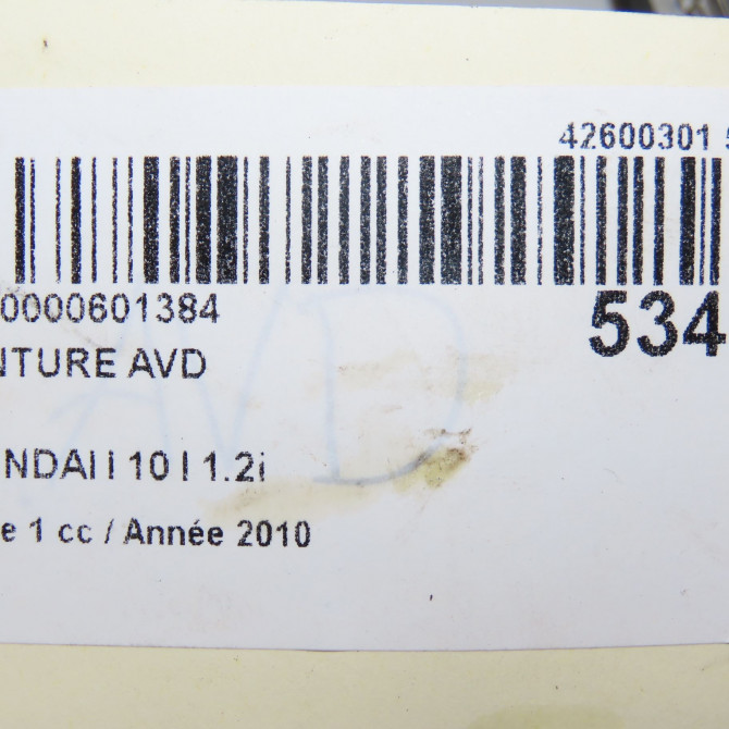 Ceinture avant droite occasion HYUNDAI I 10 I Phase 1 03-2008->12-2010 1.2i 888800X2004X 7
