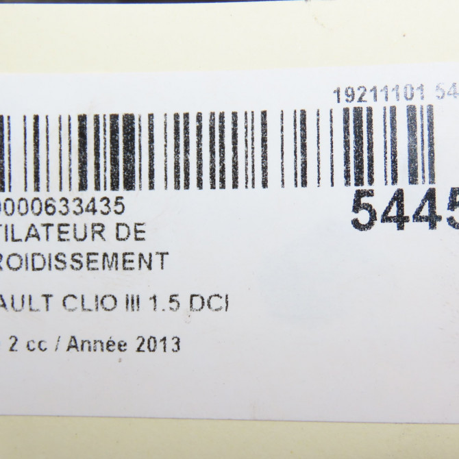 Ventilateur de refroidissement occasion RENAULT CLIO III Phase 2 03-2009->12-2014 1.5 DCI 75ch 7701068310 7