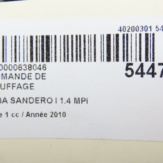 Commande de chauffage occasion DACIA SANDERO I Phase 1 06-2008->10-2012 1.4 MPI 75ch 6001551696 6
