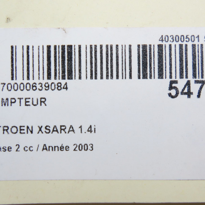 Compteur occasion CITROEN XSARA Phase 2 09-2000->12-2005 1.4i 610511 6