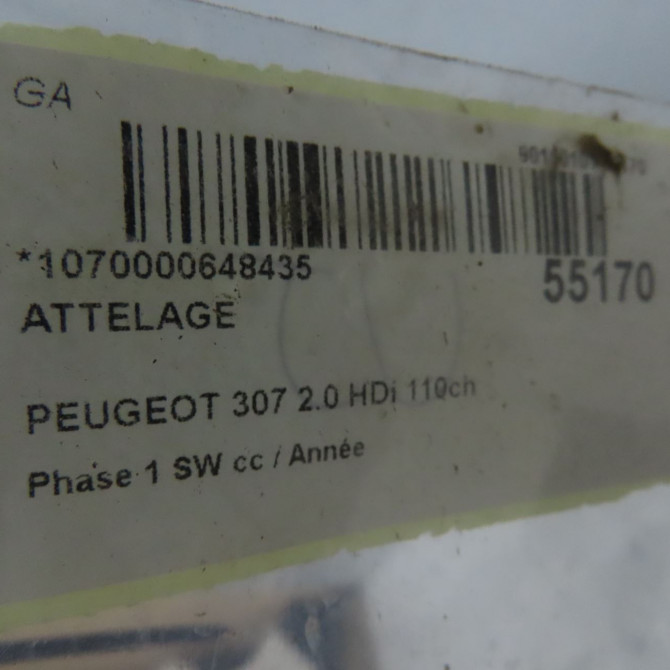 Attelage occasion PEUGEOT 307 Phase 1 SW 03-2002->07-2004 2.0 HDi 110ch 5