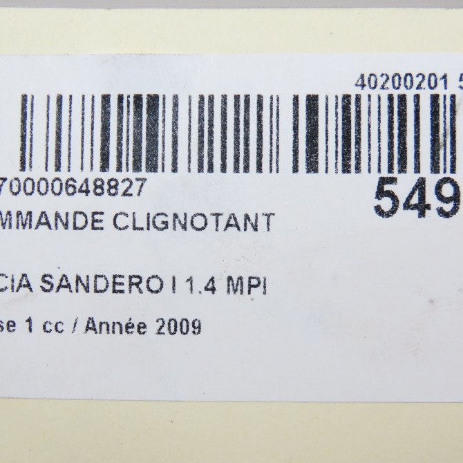 Commande clignotant occasion DACIA SANDERO I Phase 1 06-2008->10-2012 1.4 MPI 75ch 6001551360 6