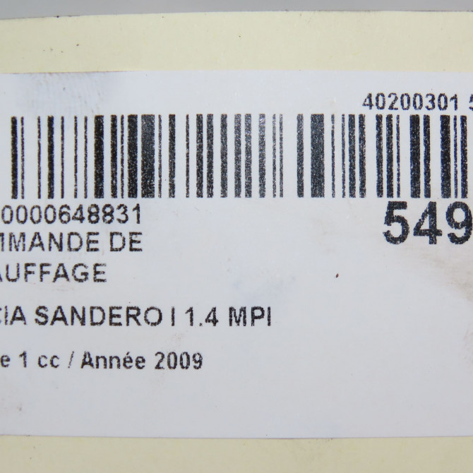 Commande de chauffage occasion DACIA SANDERO I Phase 1 06-2008->10-2012 1.4 MPI 75ch 6001551696 6