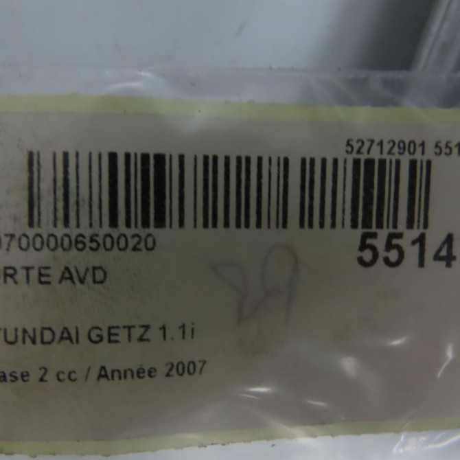 Porte avant droite occasion HYUNDAI GETZ Phase 2 11-2005->10-2010 1.1i 760040B000 4