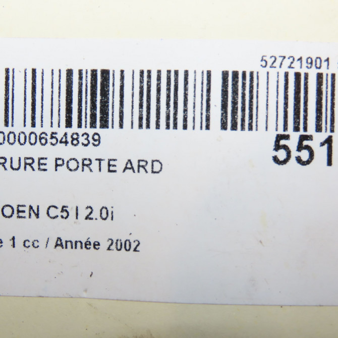 Serrure porte ard occasion CITROEN C5 I Phase 1 03-2001->09-2004 2.0i 9138A2 4