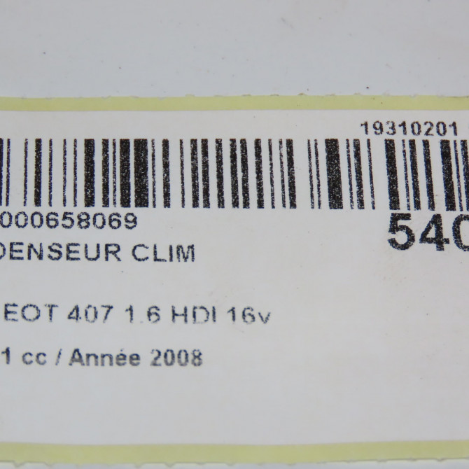 Condenseur clim occasion PEUGEOT 407 Phase 1 04-2004->07-2008 1.6 HDI 16v 6455FX 5