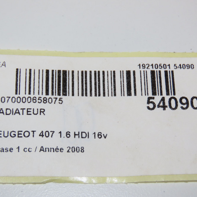 Radiateur occasion PEUGEOT 407 Phase 1 04-2004->07-2008 1.6 HDI 16v 1330V3 5