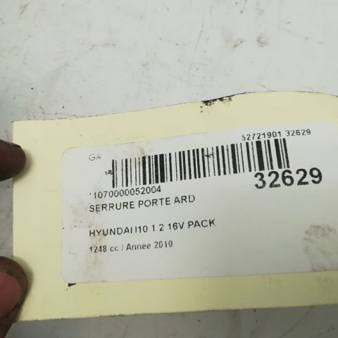 Serrure porte ard occasion HYUNDAI I 10 I Phase 1 03-2008->12-2010 1.2i 814200X021 4