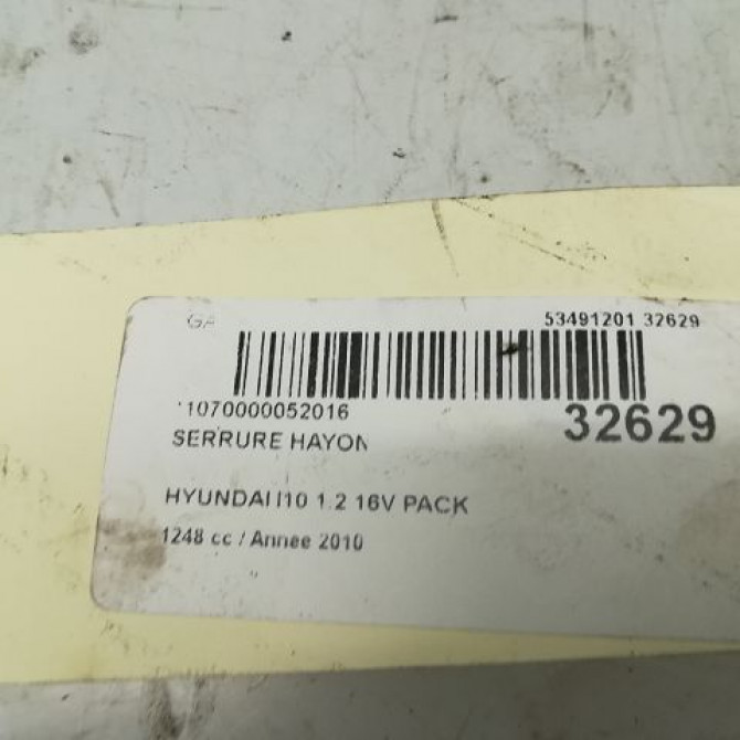 Serrure hayon occasion HYUNDAI I 10 I Phase 1 03-2008->12-2010 1.2i 812300X010 4