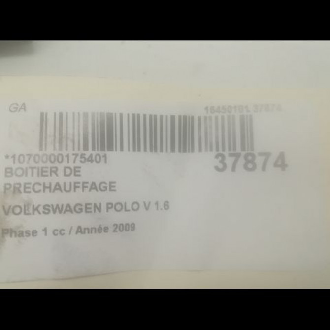 Boitier de préchauffage occasion VOLKSWAGEN POLO V POLO V Phase 1 2009-09-01->2014-05-31 1.6 TDI 90 38907281D 3