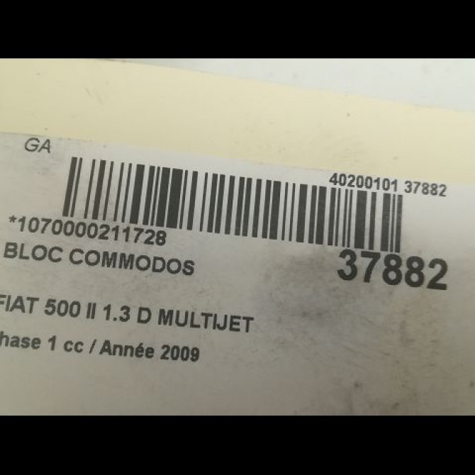 Bloc commodos occasion FIAT 500 II 500 II Phase 1 2007-07-01->2016-03-31 1.3 D MULTIJET 16v 75ch 735472470 5