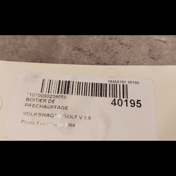 Boitier de préchauffage occasion VOLKSWAGEN GOLF V Phase 1 11-2003->10-2008 1.9 TDI 105ch 38907281D 3
