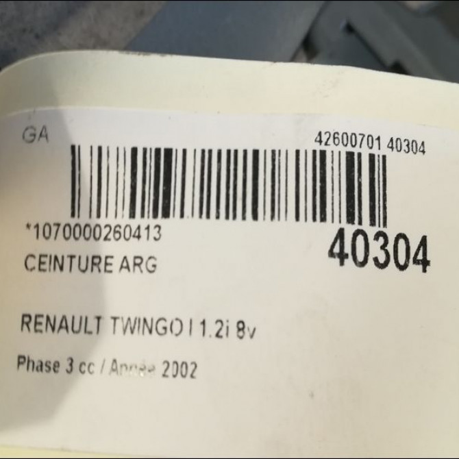 Ceinture arrière gauche occasion RENAULT TWINGO I Phase 3 08-2000->06-2007 1.2i 8v 60ch 8200703404 4