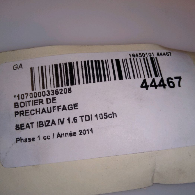 Boitier de préchauffage occasion SEAT IBIZA IV Phase 1 05-2008->01-2012 1.6 TDI 105ch 38907281D 4