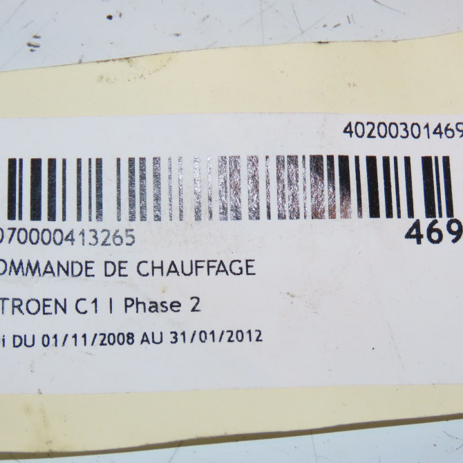 Commande de chauffage occasion CITROEN C1 I Phase 2 11-2008->01-2012 1.0i 6452P5 3