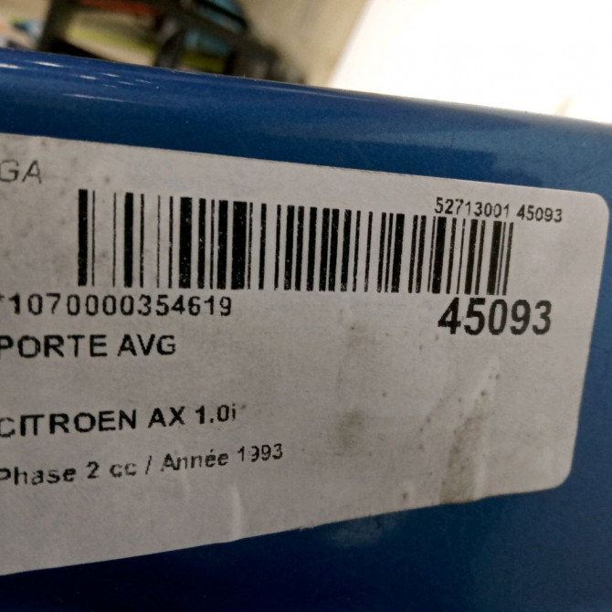 Porte avant gauche occasion CITROEN AX Phase 2 07-1991->06-1998 1.0i 96101652 3