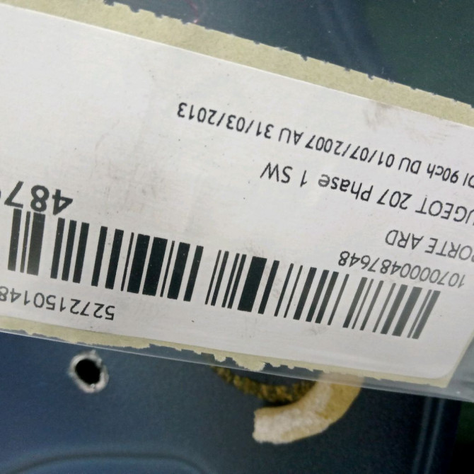 Porte arrière droite occasion PEUGEOT 207 Phase 1 SW 07-2007->03-2013 1.6 HDI 90ch 9008V5 3