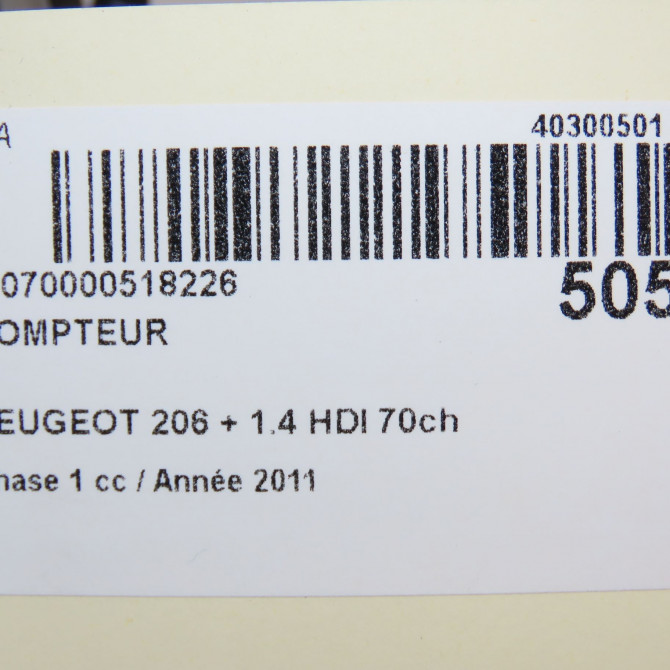 Compteur occasion PEUGEOT 206 + Phase 1 03-2009->05-2013 1.4 HDI 70ch 6103HJ 6