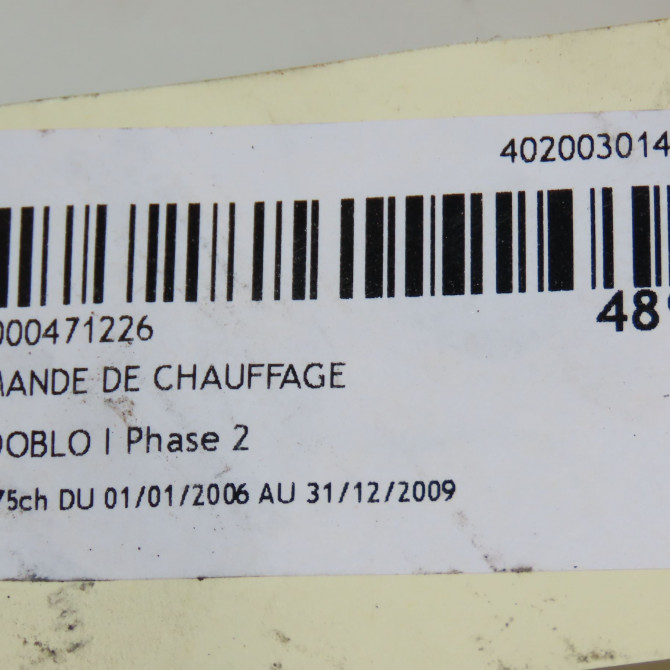 Commande de chauffage occasion FIAT DOBLO I Phase 2 01-2006->12-2009 1.3 DT 75ch 46723236 5