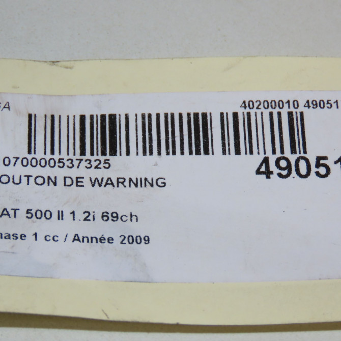 Bouton de warning occasion FIAT 500 II 500 II Phase 1 2007-07-01->2016-03-31 1.2i 69ch 735451108 4