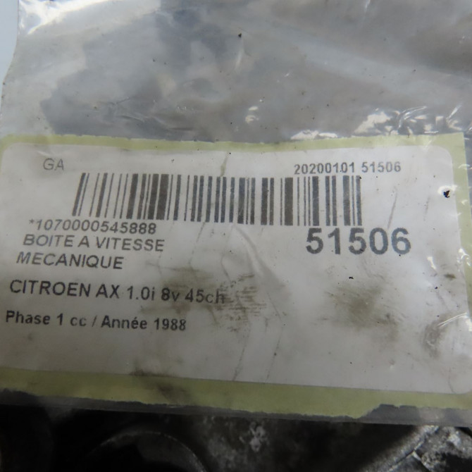 Boîte à vitesse mecanique occasion CITROEN AX Phase 1 01-1987->06-1991 1.0i 8v 45ch 2205FA 6