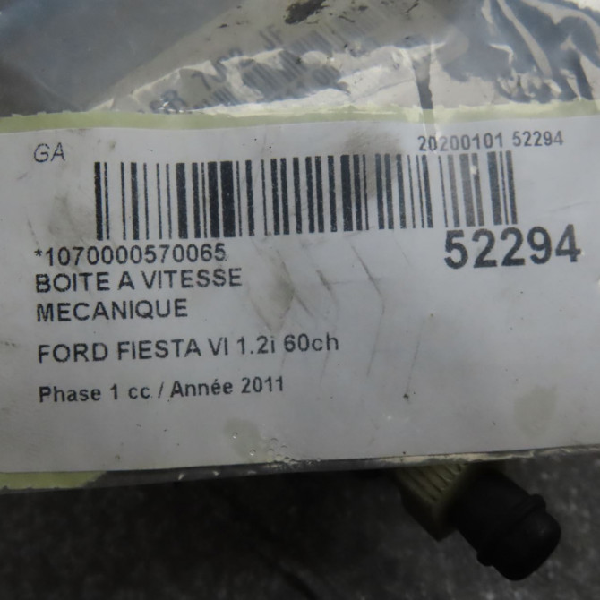 Boîte à vitesse mecanique occasion FORD FIESTA VI Phase 1 10-2008->11-2012 1.2i 60ch Ambiente 2015001 7