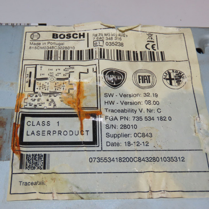 Autoradio occasion FIAT 500 II 500 II Phase 1 2007-07-01->2016-03-31 1.2i 69ch 735585253 4