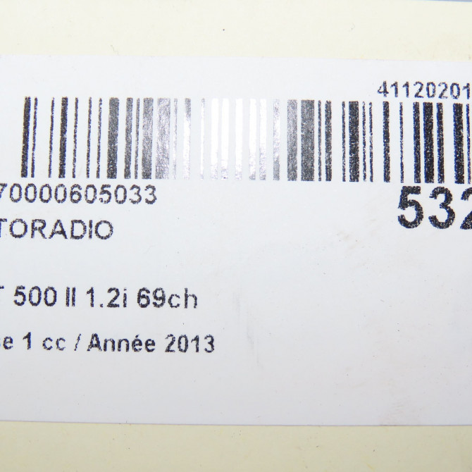 Autoradio occasion FIAT 500 II 500 II Phase 1 2007-07-01->2016-03-31 1.2i 69ch 735585253 6