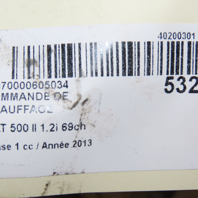 Commande de chauffage occasion FIAT 500 II 500 II Phase 1 2007-07-01->2016-03-31 1.2i 69ch 6