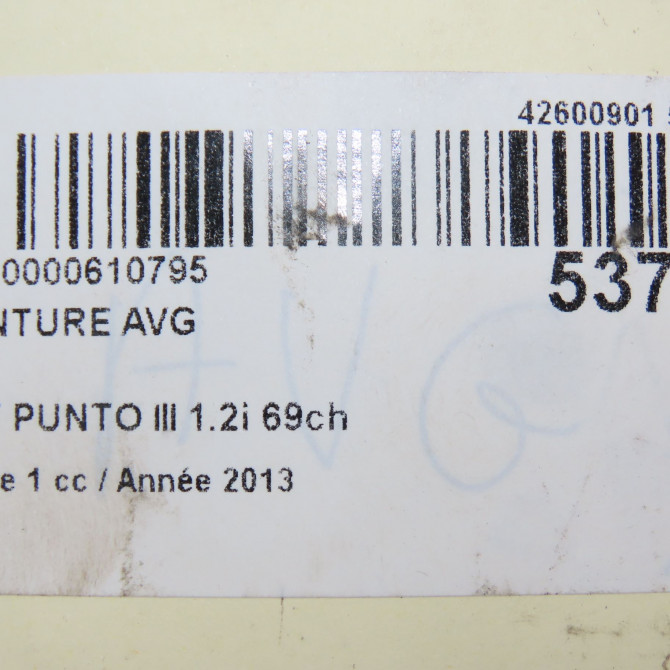 Ceinture avant gauche occasion FIAT PUNTO III Phase 1 01-2012->... 1.2i 69ch 735501771 7