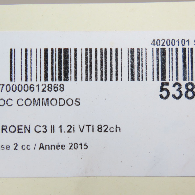 Bloc commodos occasion CITROEN C3 II Phase 2 03-2013->12-2016 1.2i VTI 82ch 96773868ZD 7