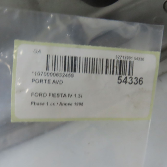 Porte avant droite occasion FORD FIESTA IV Phase 1 09-1995->09-1999 1.3i 1007032 7
