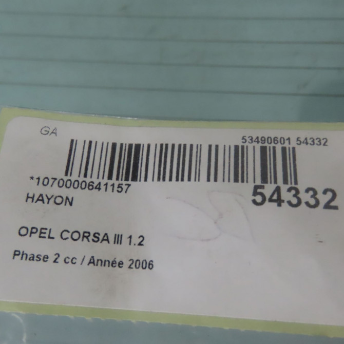 Hayon occasion OPEL CORSA III Phase 2 08-2003->09-2006 1.2 TWINPORT 80ch 9196277 4