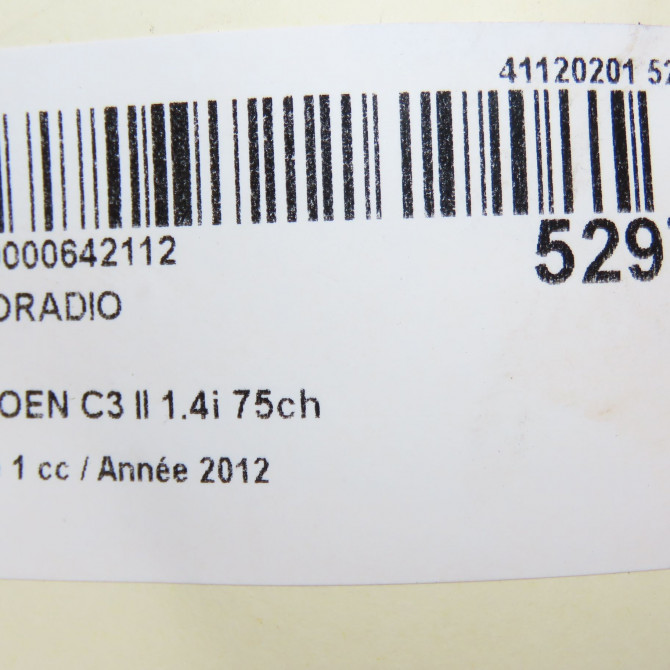 Autoradio occasion CITROEN C3 II Phase 1 11-2009->02-2013 1.4i 75ch 16106912XT 7