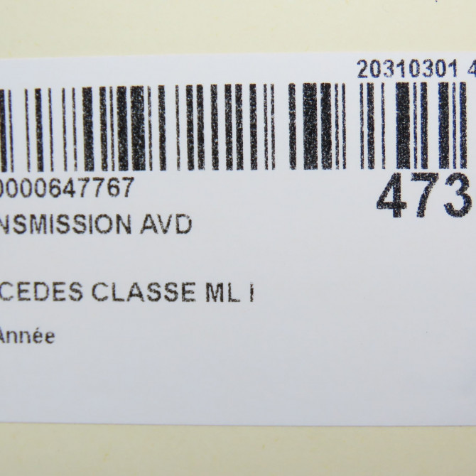 Transmission avant droite occasion MERCEDES CLASSE ML I 391006802R 7