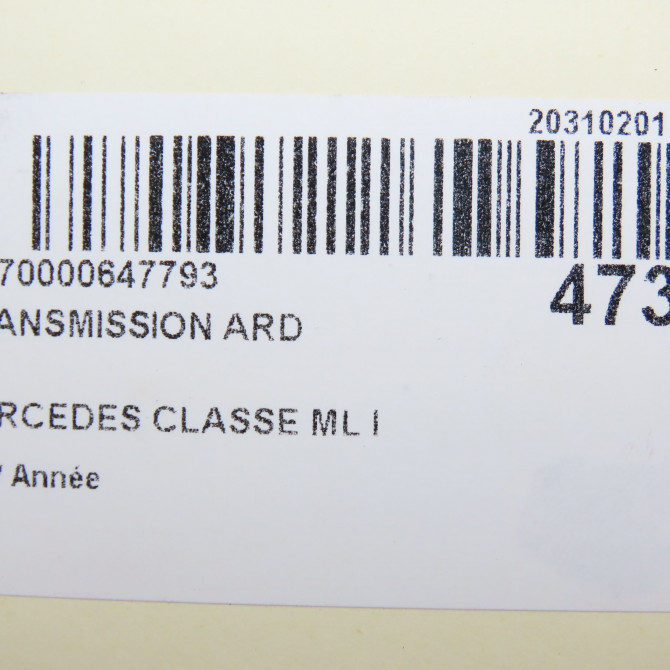 Transmission arrière droite occasion MERCEDES CLASSE ML I 7