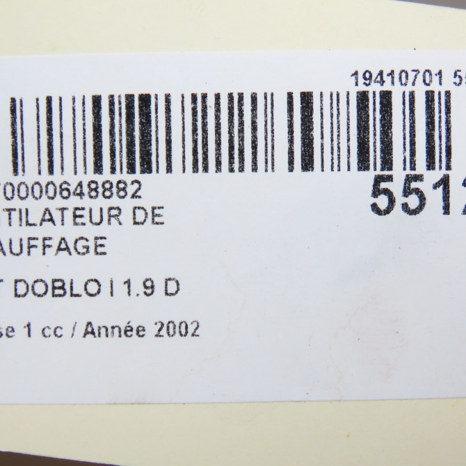 Ventilateur de chauffage occasion FIAT DOBLO I Phase 1 03-2001->12-2005 1.9 D 46723714 6