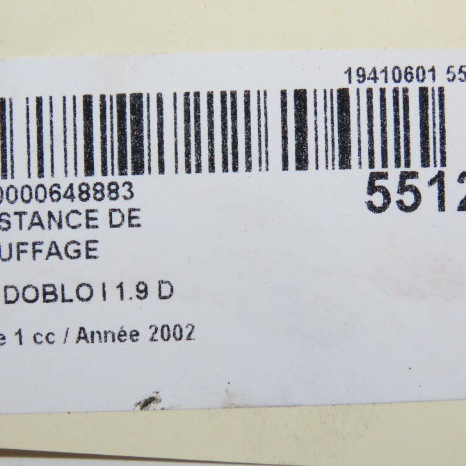 Resistance de chauffage occasion FIAT DOBLO I Phase 1 03-2001->12-2005 1.9 D 5