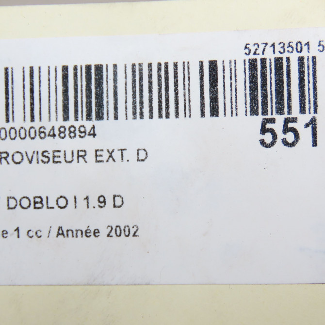 Retroviseur exterieur manuel droit occasion FIAT DOBLO I Phase 1 03-2001->12-2005 1.9 D 735325166 5