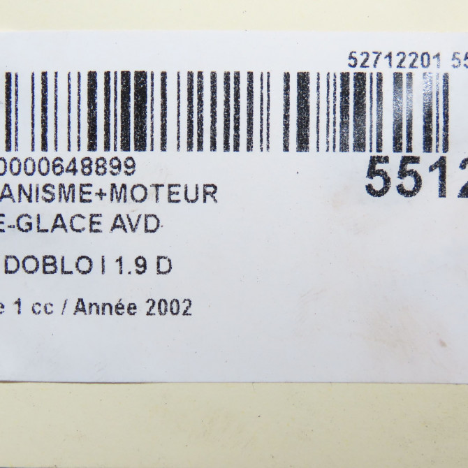 Mecanisme + moteur lève-glace avant droit occasion FIAT DOBLO I Phase 1 03-2001->12-2005 1.9 D 51718403 7