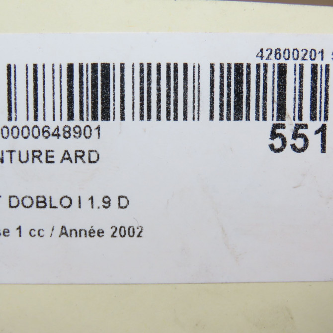 Ceinture arrière droite occasion FIAT DOBLO I Phase 1 03-2001->12-2005 1.9 D 735419512 5