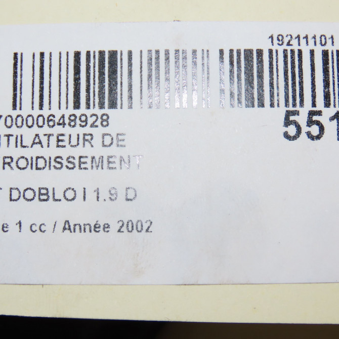 Ventilateur de refroidissement occasion FIAT DOBLO I Phase 1 03-2001->12-2005 1.9 D 46786471 5