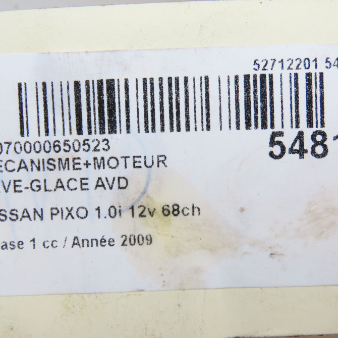 Mecanisme + moteur lève-glace avant droit occasion NISSAN PIXO Phase 1 05-2009->... 1.0i 12v 68ch 807004A01B 8