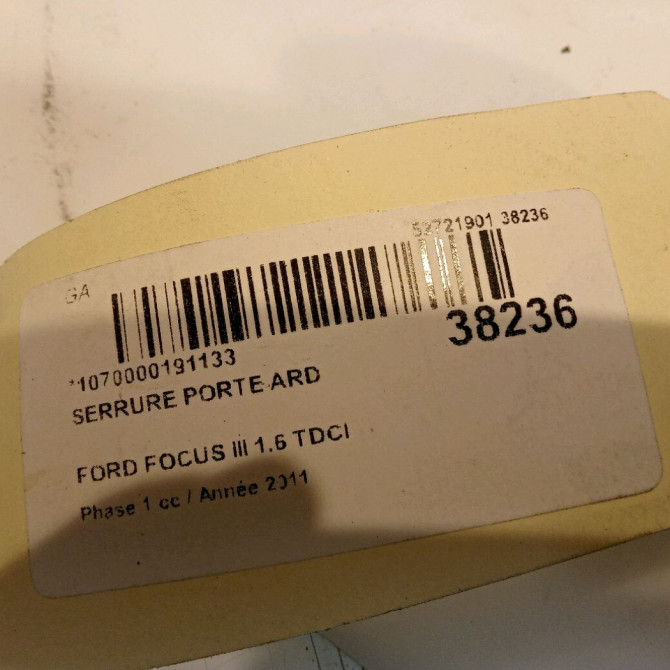 Serrure porte ard occasion FORD FOCUS III Phase 1 01-2011->04-2015 1.6 TDCI 115ch 2099457 5