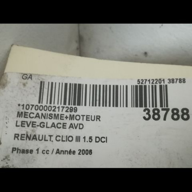 Mecanisme + moteur lève-glace avant droit occasion RENAULT CLIO III Phase 1 09-2005->03-2009 1.5 DCI 85ch 8200843597 3