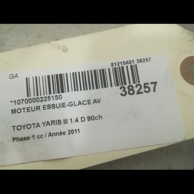 Moteur essuie-glace avant occasion TOYOTA YARIS III YARIS III Phase 1 2011-03-01->2015-04-30 1.4 D 90ch 851100D190 3