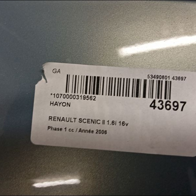 Hayon occasion RENAULT SCENIC II Phase 1 03-2004->09-2006 1.6i 16v 901001629R 3
