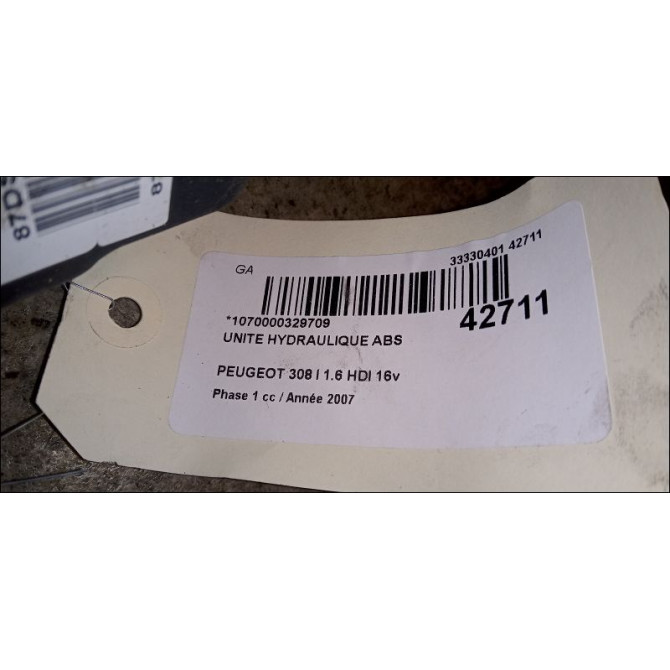 Unité hydraulique ABS occasion PEUGEOT 308 I Phase 1 09-2007->03-2011 1.6 HDI 16v 110ch 4541LF 6
