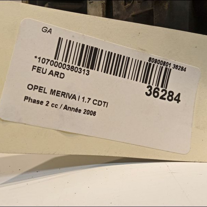 Feu arrière droit occasion OPEL MERIVA I Phase 2 01-2006->09-2010 1.7 CDTI 100ch 93187880 3
